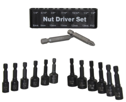 1/4" Hex Drill Nut Driver Bit Set (14-Piece)