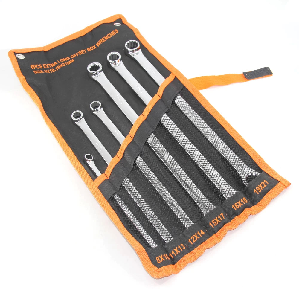 Long Double Ring Box End Wrench Set, 8-21mm (6-Piece)